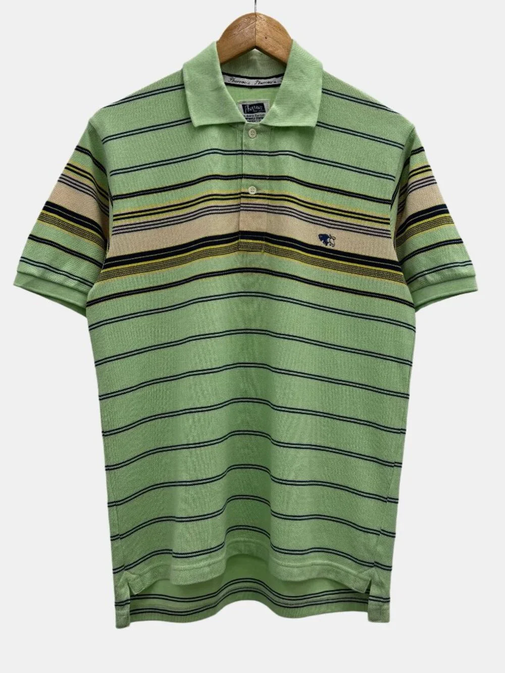 Mint Green Multi-Stripe Cotton Polo Shirt - Picture 1 of 3